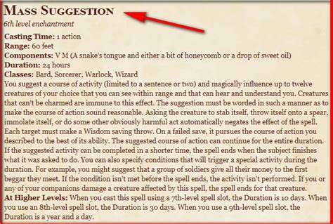 dnd mass suggestion|dnd 5e suggestion spell.